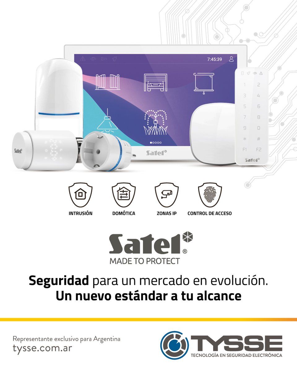 Te invitamos a conocer 𝗦𝗔𝗧𝗘𝗟 y todas sus soluciones en seguridad y automatización

👤Para saber más sobre 𝗦𝗔𝗧𝗘𝗟, contactá a <a href="/tysse/">Terje Tysse</a>.arg, el representante exclusivo en Latinoamérica👇
📲 Escribinos al: +54 9 221 563-6710
📩 info@tysse.com.ar
🌐 satel.pl/en/