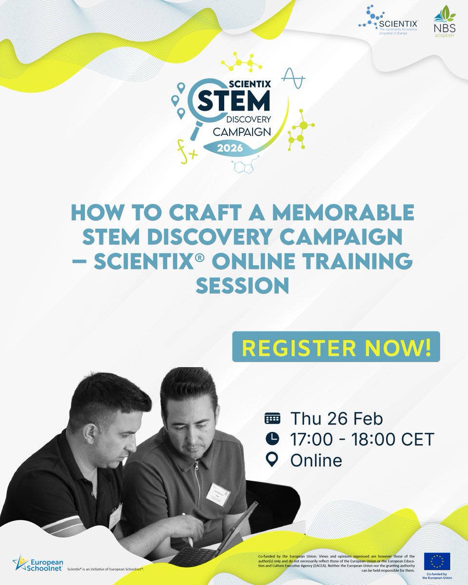 Thinking of submitting an activity to #SDC26? 👀

Join our online training to create entries that are memorable and ready for the #ScientixAwards🏆 📅26 February

#Scientix templates, science demos by <a href="/TikTok/">TikTok</a> experts + #SDC Expert tips 🌍🎬

Sign up🔗tinyurl.com/SDC26-Training