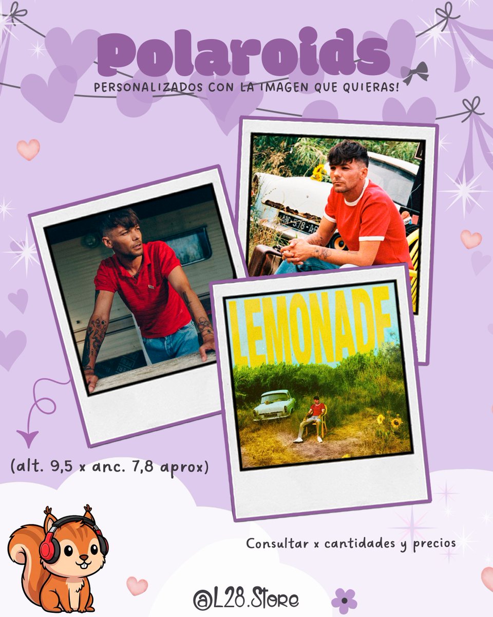 ¡Dale vida a tus recuerdos! ✨ 

Polaroids personalizados con tus imágenes favoritas (9.5 x 7.8 cm aprox). 
📸 ¡Vos elegís el diseño! 🔥 

📩 DM para consultar precios y cantidades. 

#LouisTomlinson #Polaroid #Merch #L28Store
