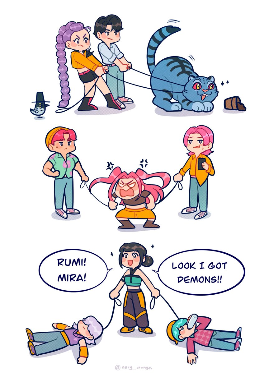 Huntrix w/ their pets...?
#kpopdemonhunters #rujinu