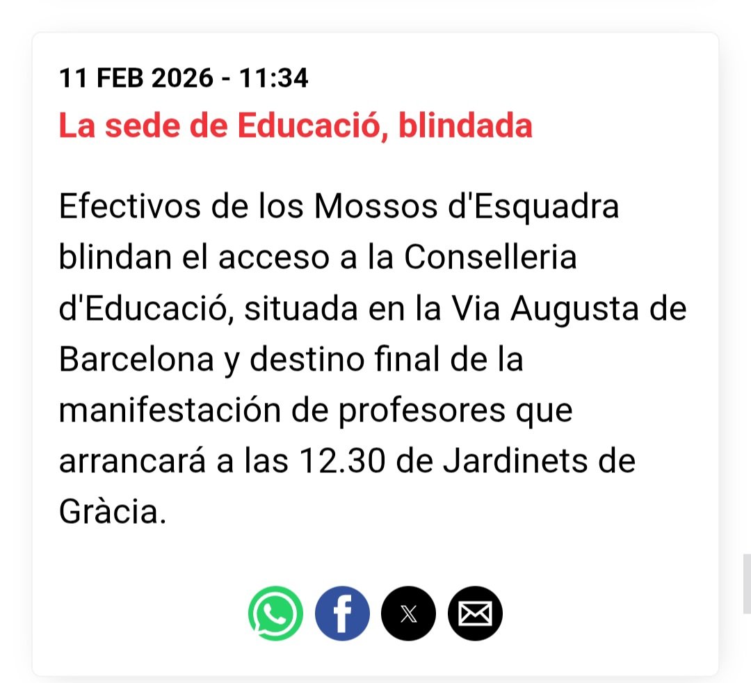 Captura treta de elperiodico.com 
Tanta por tenen als educadors dels nostres fills i filles que demanen coses dignes per l'Educació Pública?