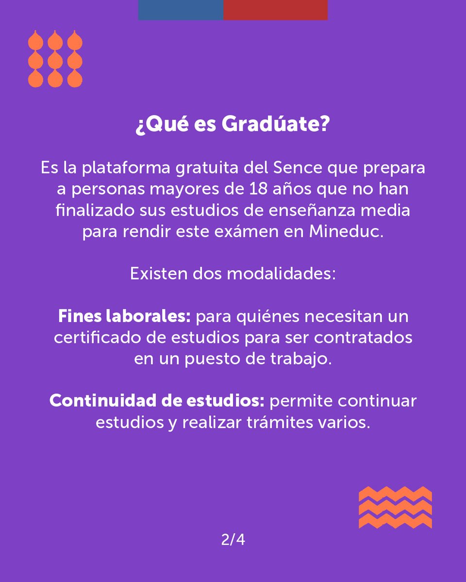SENCECoquimbo's tweet image. 📢 ¿No terminaste tu enseñanza básica o media?  ✅Con la plataforma #Gradúate de #SENCE puedes prepararte gratis y a tu ritmo tus exámenes libres💻 📚
👉🏽Ahora también con contenidos de 1° a 8° básico Inscríbete en 🔗sence.cl