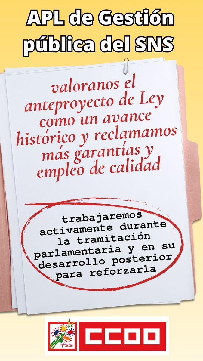 ✔️ Valoramos positivamente el APL de gestión pública e integridad del SNS

👉🏾 supone un cambio de orientación tras décadas de expansión de la gestión privada en el sistema sanitario

sanidad.ccoo.es/noticia:749602…

🫴🏾 y reclamamos blindarla con más garantías y empleo de calidad