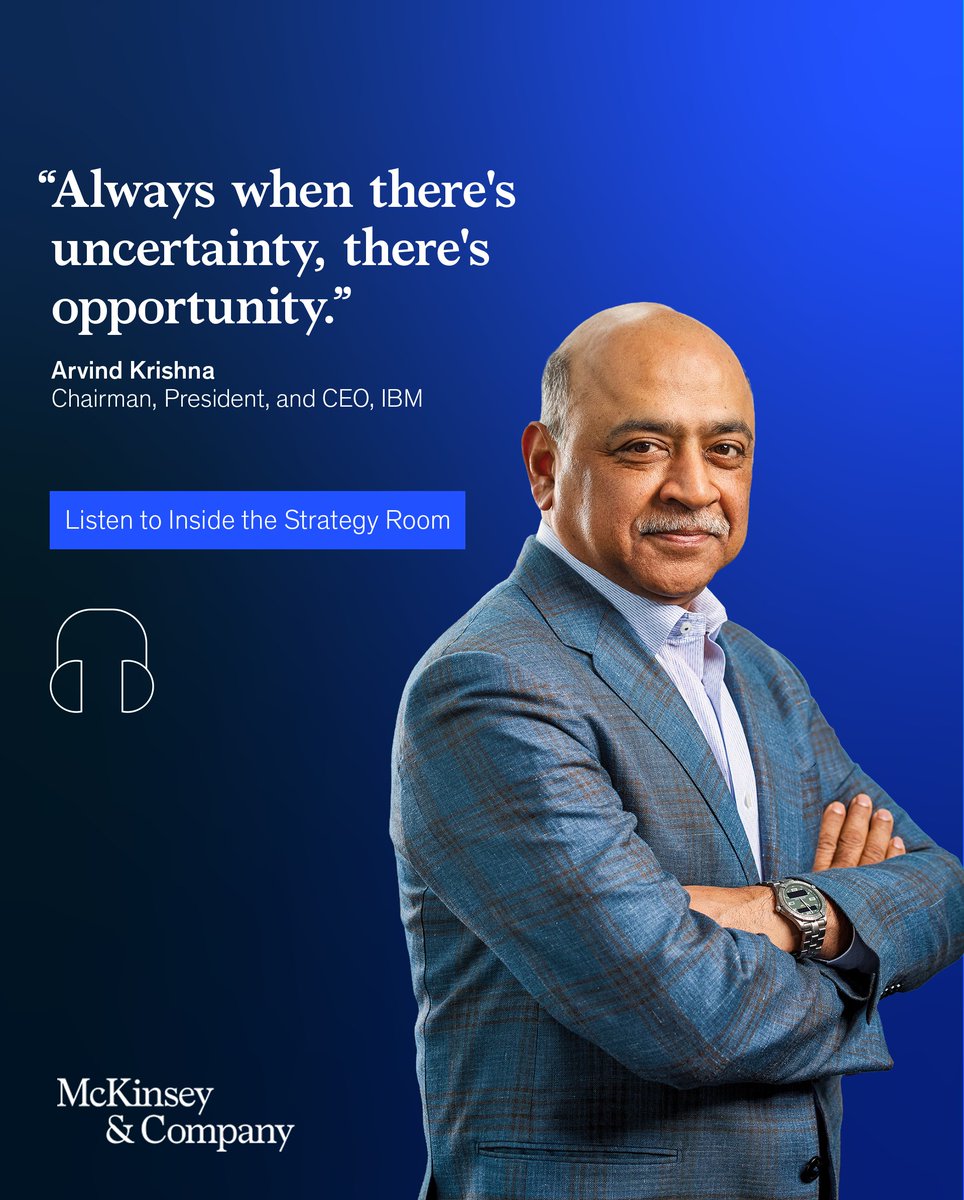 “Always when there’s uncertainty, there’s opportunity.”

IBM CEO, Arvind Krishna, reflects on leading through volatility, making bold strategic bets, and reinventing a 100+ year company with AI and innovation.

Listen to the full conversation here: mck.co/3O4l6iz
