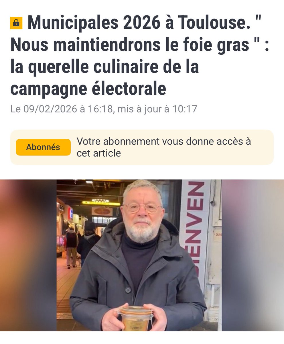 À Toulouse quand la liste socialiste et celle de M.Moudenc auront fini de débattre foie gras et photo-montage à 6 doigts, pourra t-on passer aux sujets de fond? 

Au hasard: logement, éducation, santé, transports, écologie. 

Désolé d’avoir un programme avec <a href="/ToulouseDemain/">Demain Toulouse</a>