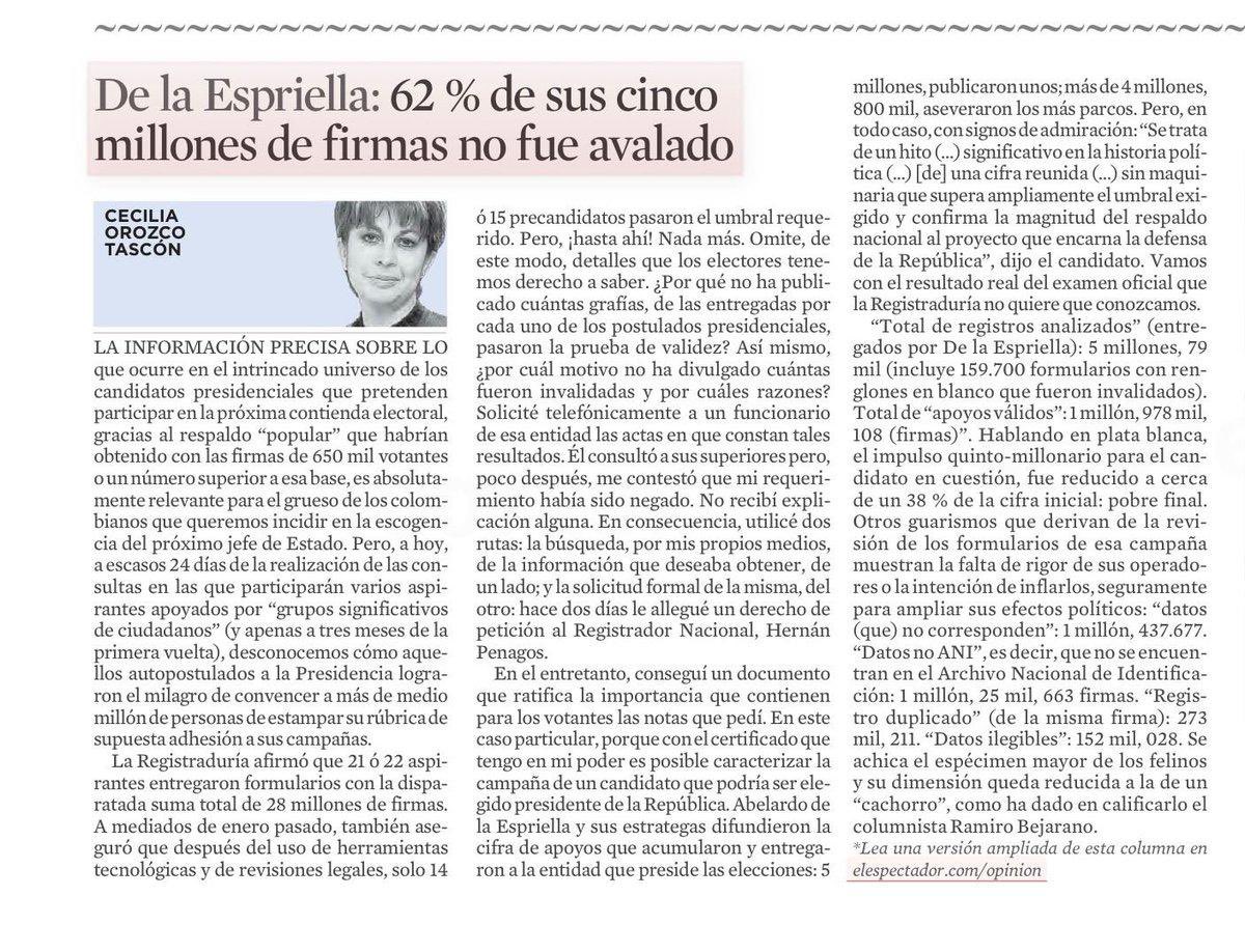 Hace unas semanas, con bombos y platillos “El tigre Abelardo” entregó a la registraduría más de 5 Millones de firmas.

Pero ¡Oh, sorpresa! que el 62% de estas fueron rechazadas porque:

- 1.437.677 datos que no corresponden
• 1.025.663 no están en el ANI
• 273.211 duplicados
•