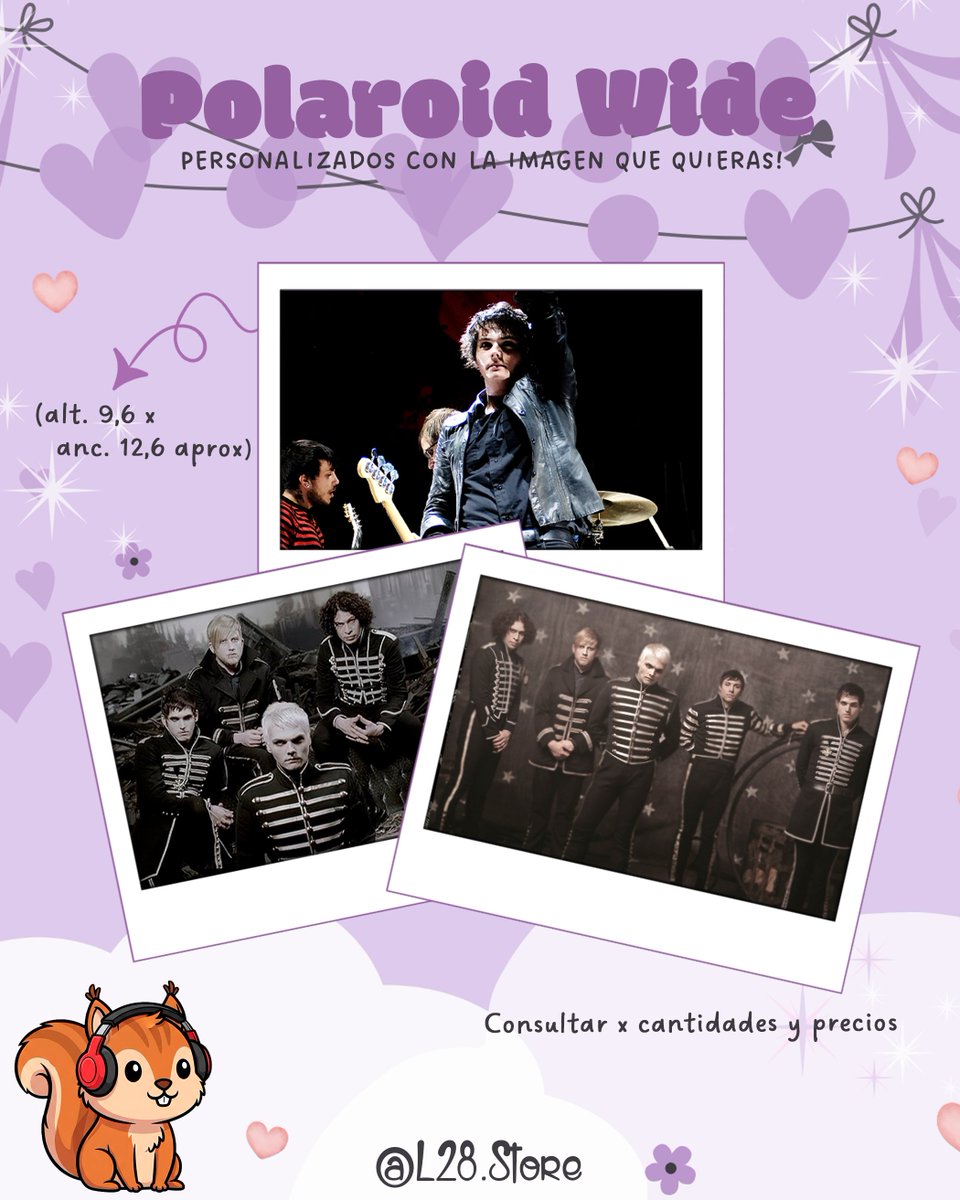 ¡Dale un formato más amplio a tus recuerdos! ✨ 

Polaroids Wide personalizados con las imágenes que quieras
Ideales para tus fotos de bandas o momentos favoritos 📸. 

📩 DM para info de precios y cantidades. 

#MyChemicalRomance #PolaroidWide #Merch #L28Store