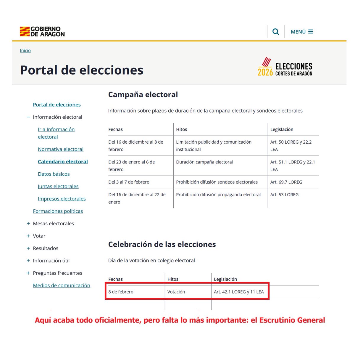 🔴 NO QUIEREN QUE VAYAMOS AL ESCRUTINIO GENERAL DE ARAGÓN 

El experto en procesos electorales <a href="/GabrielAraujoES/">Gabriel Araújo</a> nos avisa que en Aragón no han publicado la fecha de los escrutinios generales. 

No quieren que veamos cómo suman las actas. ¿Qué quieren esconder?