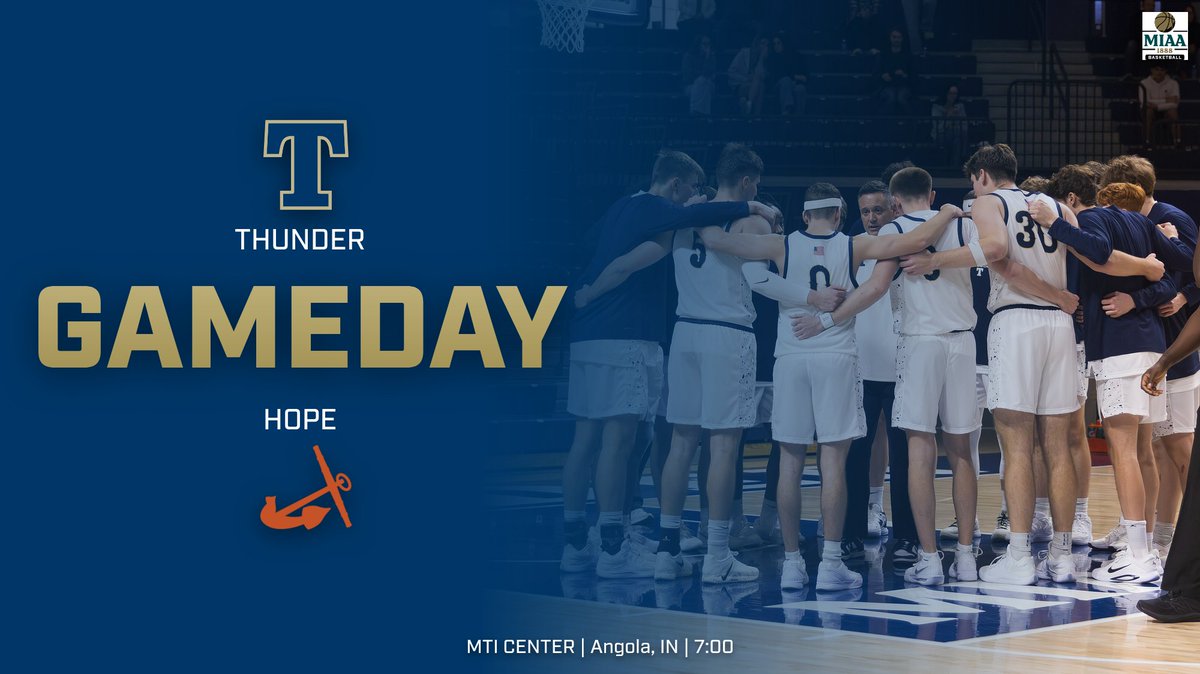 TrineThunderMBB's tweet photo. Gameday in Angola!! The #ThunderMBB takes on Hope at 7:00.

Get there early and pack out the MTI Center! Rally Towels and energy drinks will be handed out while supplies last, courtesy of the Storm Chasers.

#d3hoops https://t.co/Hrpm9XpSUH
