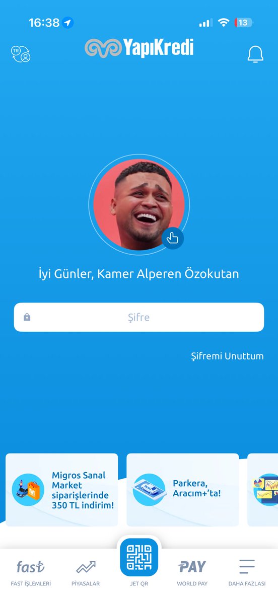 O sırada benim mobil bankacılık pp’sinde Lvbel C5 babanın karizma