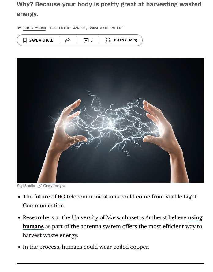 wheeloffreedom1's tweet photo. Why is my chipped body now staying NUMB from🛰️& 6G⚡️shocks?
I knew this 6G🛜 tech was coming after reading 2023 PM article👇
Scientists want to use people as antennas... but it's HUMAN TORTURE!
#BiochipTerrorists🧐💻using A*I*🧠RNM don't care abt torture.
but, Almighty God does⚠️ https://t.co/sN3xKg1pBP