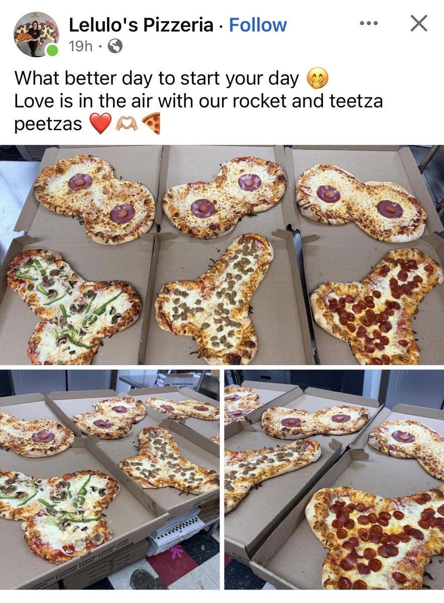 Get yer order in now for a tiddies and dicks pizza!
Or is it bumhole and vinga?