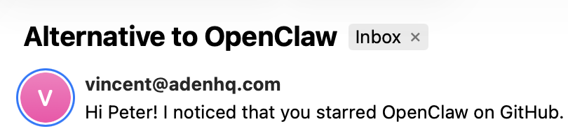 Outbound email screenshot