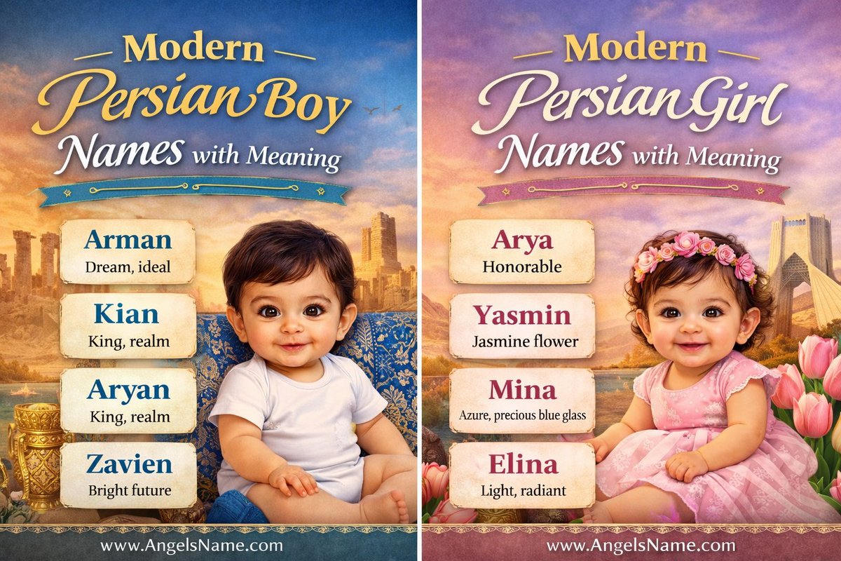 Angelsname7's tweet image. Searching for a modern Persian baby name? ✨
Explore 100 trendy Persian baby names for boys &amp;amp; girls with beautiful meanings. Culture meets modern style 💫
angelsname.com/blogs/names/mo…

#PersianNames #BabyNames #ModernNames #BoyNames #GirlNames #NamingBaby #Parenting