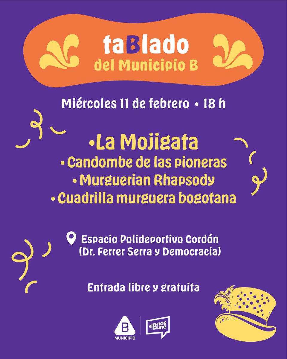 Hoy arrancamos con los escenarios populares del <a href="/Municipiob/">Municipio B Montevideo</a> 🎉
Abierto para toda la comunidad con conjuntos emergentes y murgas del Concurso Oficial, porque democratizar la cultura también es vivir el carnaval en los barrios. 
Nos vemos en el taBlado! ✨️
