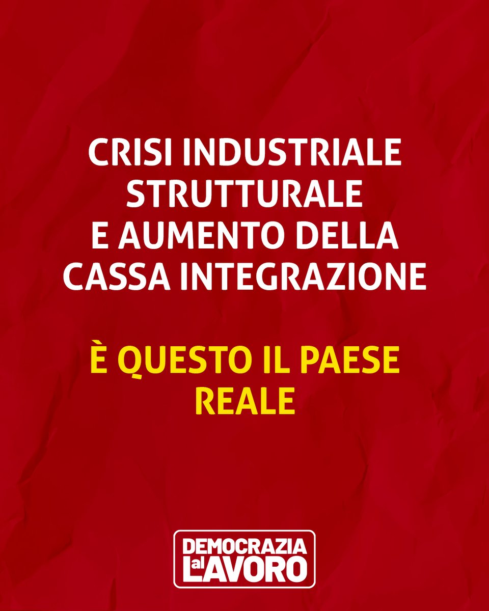 La crisi industriale non è alle spalle, è strutturale, diffusa e sta peggiorando. Mentre il Governo continua a raccontare un Paese che cresce e un’occupazione che tiene, l’Italia reale è sospesa: nel solo 2025 sono state autorizzate quasi 560 milioni di ore di cassa integrazione,