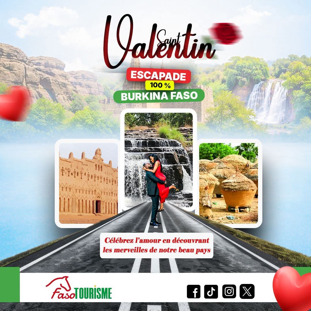 💘 Clin d’œil Saint-Valentin !
Février rime avec amour… et tourisme local 🇧🇫
Pourquoi ne pas offrir une escapade 100% Faso ?
Nature, détente, culture 🍃
Site touristique ou hôtel ? Dis-le en commentaire !
🎁 5 gagnants = tickets Laongo