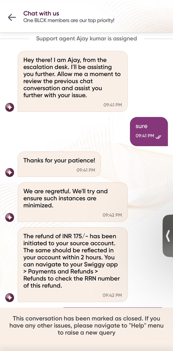sakhtt_laundaa's tweet photo. @Swiggy @instamart_it Your f**king c**t Agent Ajay Singh closed the convo without even giving a call, or listening to full concern. No resolution provided, just closed the conversation without listening to the customer. I m Swiggy Black member, will be removing my accnt. https://t.co/snbUsTe9xT