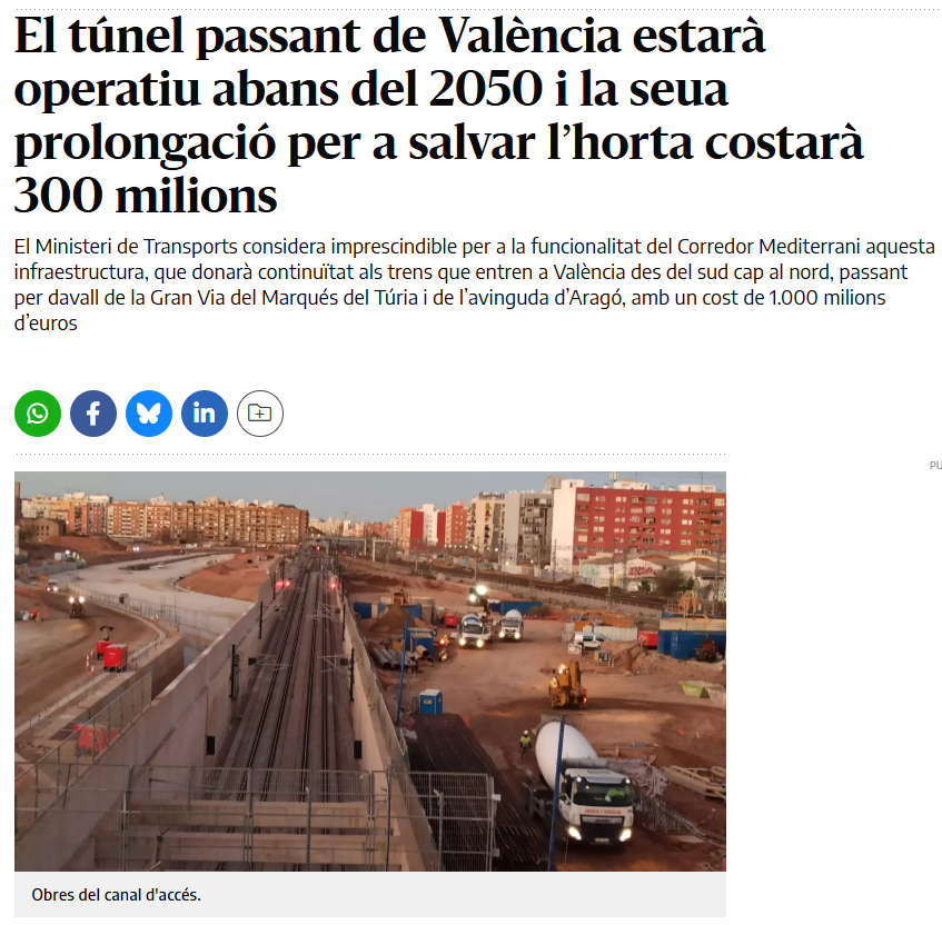 Els diners del Corredor Mediterrani contribuiran a construir aquesta estació passant de Madrid-Atocha.

Mentrestant, el túnel passant de València està previst per a 2050.