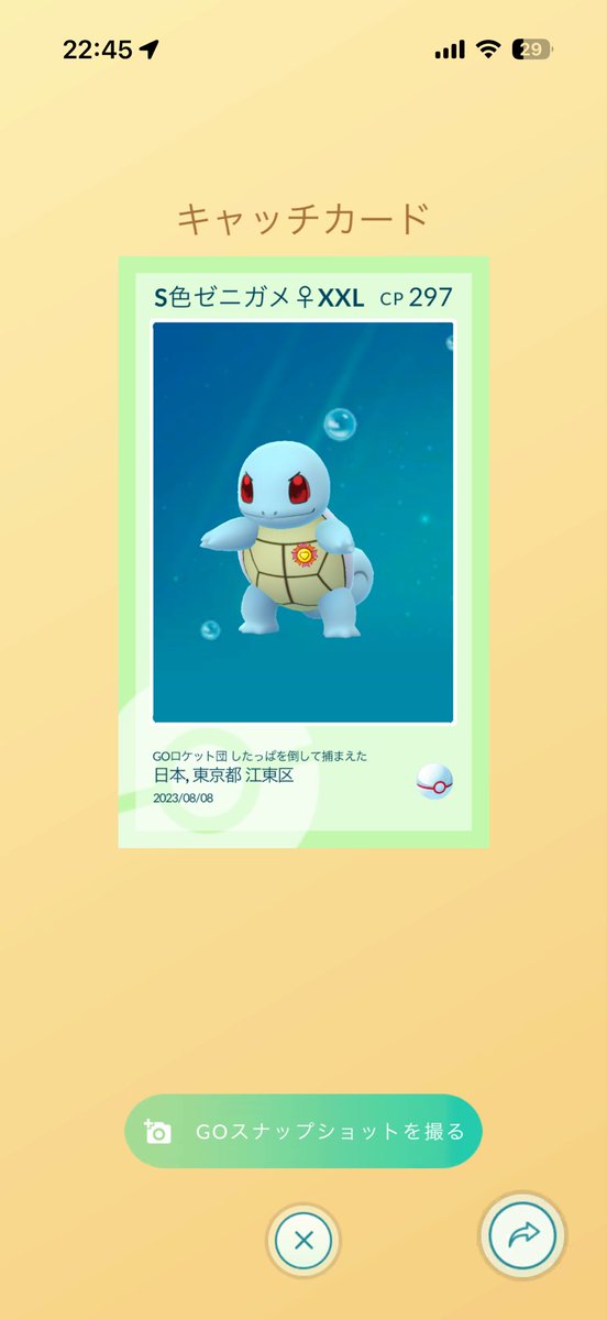 poke_3103's tweet photo. @KYOUPOKEch (本編ではないですが…)

色違い×シャドウ×御三家×♀×XXLです！
サービス初日からやってますが、これ以上の子は二度と出会えないと思ってます🐢 https://t.co/ueu47aSJeU