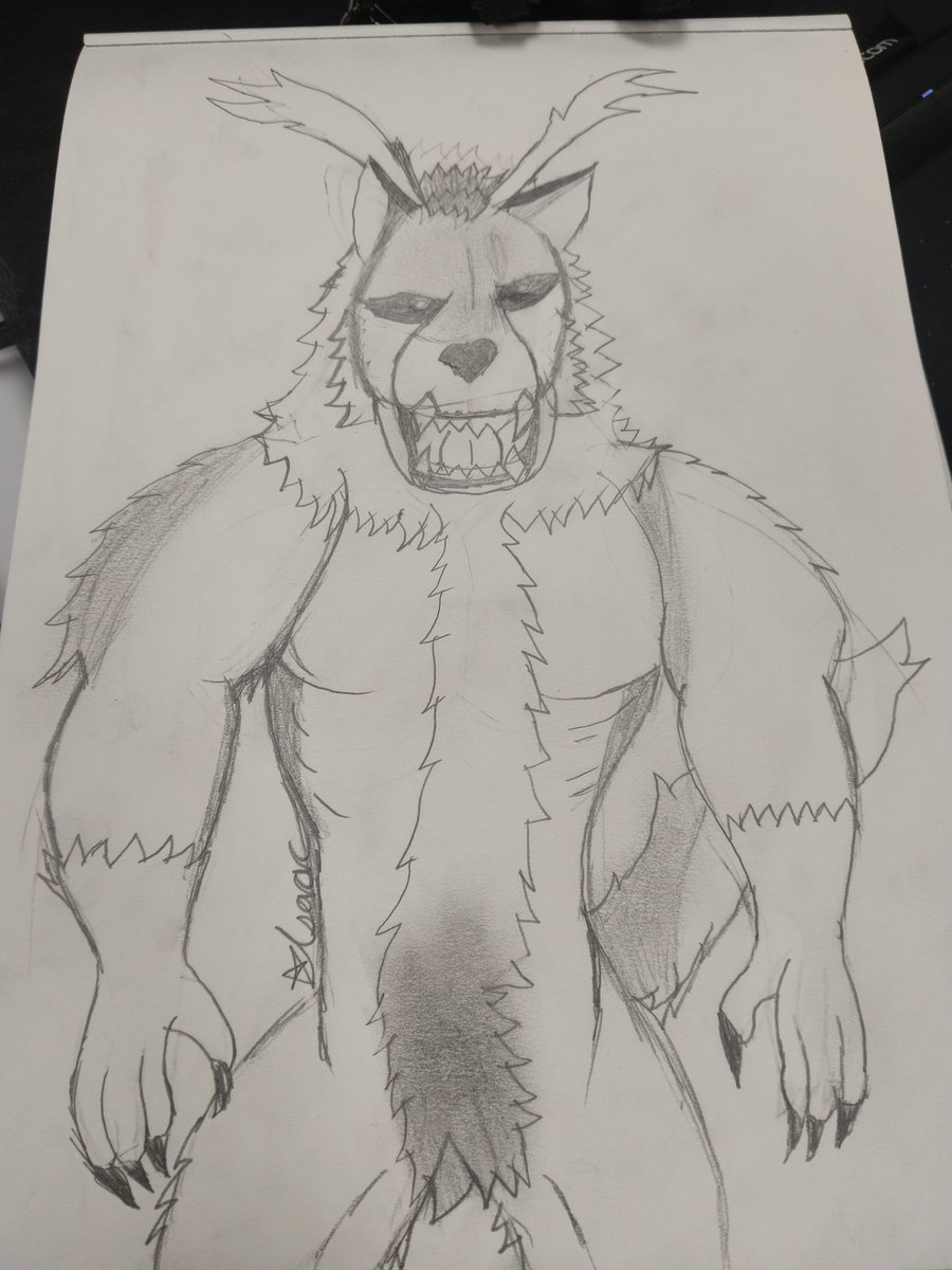 Un dibujo de un Wendigo 
Me llegó la inspiración en la noche 🌉 
#furry