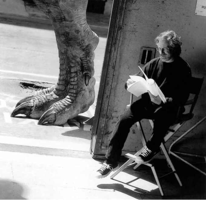 Steven Spielberg durante el rodaje de Jurassic Park (1993)