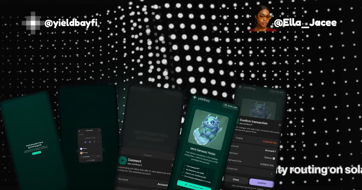 What if all your Solana DeFi activity, your LPs, your farming, your moves could be seen and tracked in one place?

That’s exactly what <a href="/yieldbayfi/">yieldbay</a> does.

I minted Yieldo, their free Genesis #NFT, and finally my participation was visible.

A Thread 🧵