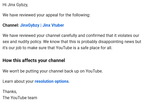 JinxGybzy's tweet photo. @TeamYouTube @YouTubeCreators 

My channel was taken down with no warning as to why.
I believe it is in realtion to the game: Brown Dust 2 which has multiply channels on your platform and shows the same material.

Please reinstate my account of over 14 years. https://t.co/2R9stAwrTe