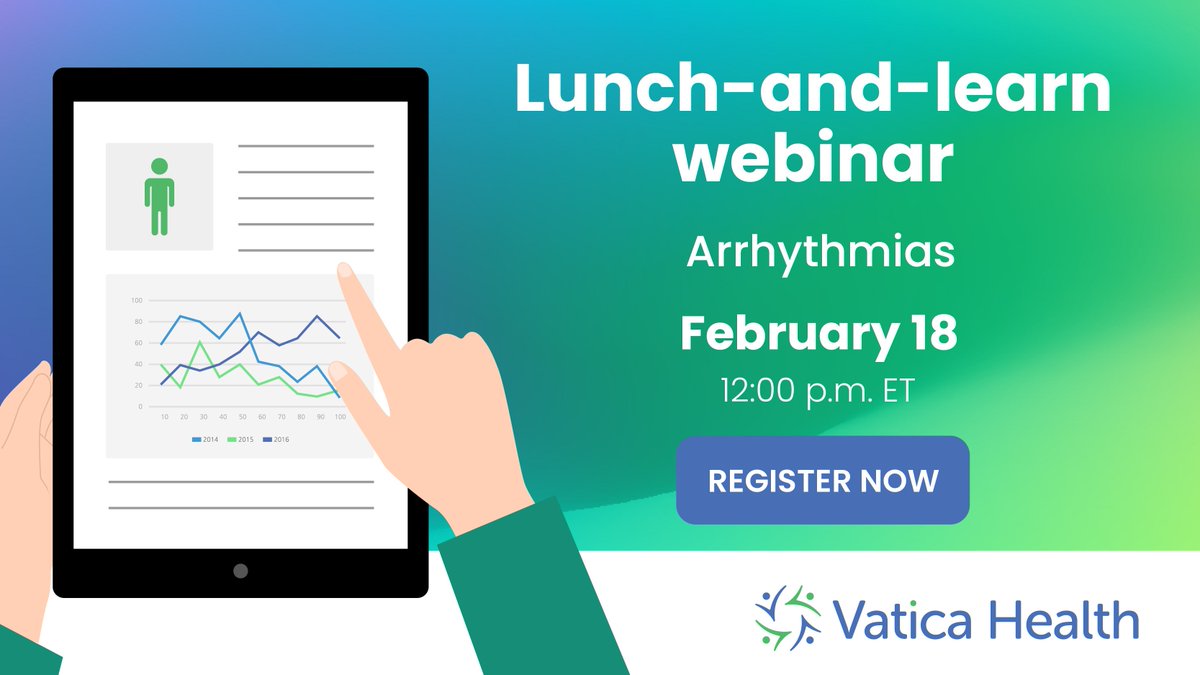 VaticaHealth's tweet photo. Join us for a lunch-and-learn webinar on February 18. Register to learn more about coding and documentation for arrhythmias: https://t.co/SHMqTpTwTC https://t.co/l7sGKxPBt7