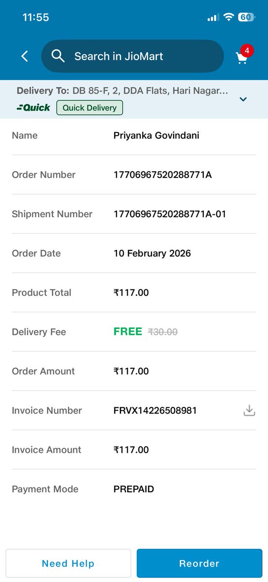 KarnaniNikhil's tweet photo. @Amul_Coop @fssaiindia @JioMart 
FAKE MILK ALERT! Ordered Cow Milk from Amul via JioMart app. It smelled &amp; tasted weird (like any chemical, detergent) after heating. Scanned the QR code at the back of the pack &amp; found that BN code is from your Jodhpur dairy. I am attaching images https://t.co/xIffVUcwl4