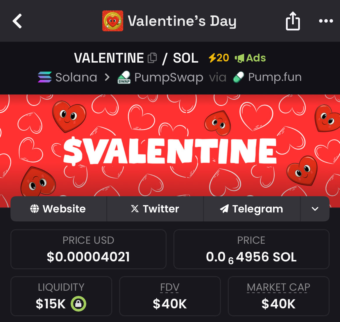 Dexscreener ADS And More Boost active ✅

$VALENTINE Going Millions !

#solana #ElonMusk