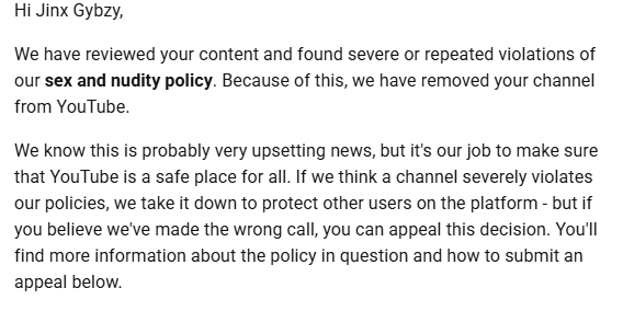 JinxGybzy's tweet photo. @TeamYouTube @YouTubeCreators 

My channel was taken down with no warning as to why.
I believe it is in realtion to the game: Brown Dust 2 which has multiply channels on your platform and shows the same material.

Please reinstate my account of over 14 years. https://t.co/2R9stAwrTe