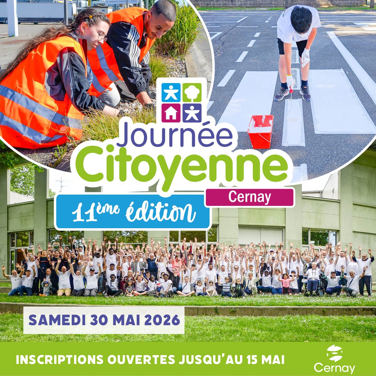 VilledeCernay's tweet image. La Journée Citoyenne de Cernay aura lieu le samedi 30 mai prochain. Inscivez-vous à cette 11ème édition avant le 15 mai. Retrouvez le bulletin d'inscription sur le lien suivant : ville-cernay.fr/Actus/11eme-ed… #cernay