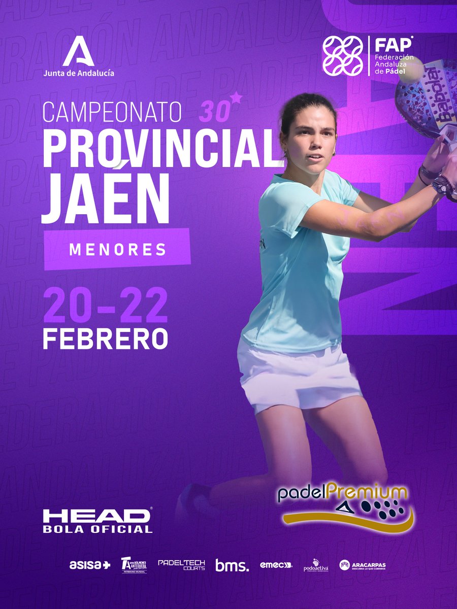 🏆Campeonato Provincial de #MenoresFAP de #Jaen
📆20 - 22 febrero
📍Padel Premium

📝Inscripciones hasta 16 febrero: fap.es/inscripciones-…

#padel #FAP