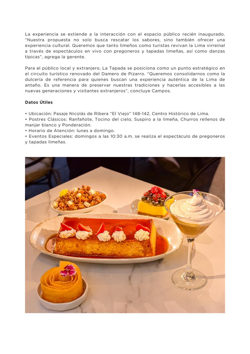 En el Centro Histórico de Lima, La Tapada rescata la repostería virreinal y la memoria cultural de la tapada limeña, combinando tradición, investigación y experiencia urbana.
🔗 acortar.link/tjYciV

#LaCuevaDeDomínguez
