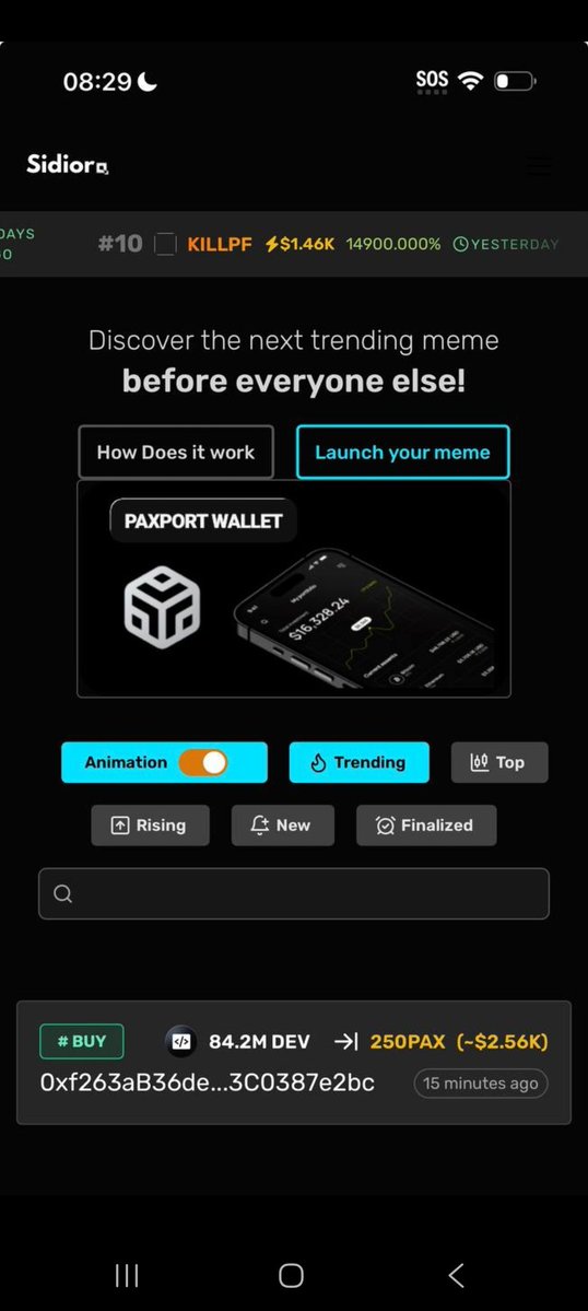 <a href="/Traderfinn0/">FINNT</a> Bro.... Just a look at $SID and $PAX
Antirug launchpad... Tremendously thought out ecosystem... Pre-funded wallets given to launch tokens immediately... <a href="/coingecko/">CoinGecko</a> listed now..
t.me/paxeernetwork
Swap.sidiora.xyz