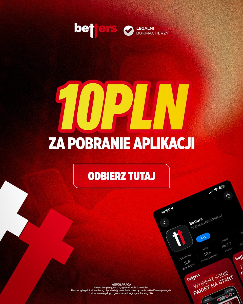 💸 𝐁𝐞𝐭𝐭𝐞𝐫𝐬 𝐝𝐚𝐣𝐞 𝐟𝐫𝐞𝐞𝐛𝐞𝐭 𝟏𝟎 𝐏𝐋𝐍 𝐳𝐚 𝐩𝐨𝐛𝐫𝐚𝐧𝐢𝐞 𝐚𝐩𝐥𝐢𝐤𝐚𝐜𝐣𝐢

Oferta krótkoterminowa dla nowych, jak i stałych oraz powracających graczy. Jeżeli nie macie jeszcze konta, możecie wykorzystać nasz kod 𝐁𝐓𝐕𝐈𝐏. Więcej. 👇
legalnibukmacherzy.pl/kod-promocyjny…
