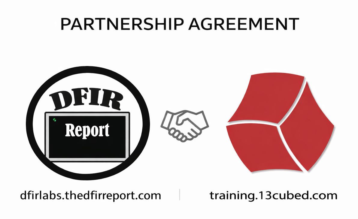 TheDFIRReport's tweet photo. 🤝 We’ve partnered with @13CubedDFIR to level up your #DFIR training.

🔹 DFIR Labs users: Finish a quiz &amp; get $100 OFF 13Cubed courses. 
🔹 13Cubed users: Buy "Investigating Windows Endpoints" &amp; get 20% OFF DFIR Labs!

��� https://t.co/tyiZWYgnI8
👉 https://t.co/aeVjCrB2d1 https://t.co/d3Ax8jw7nr
