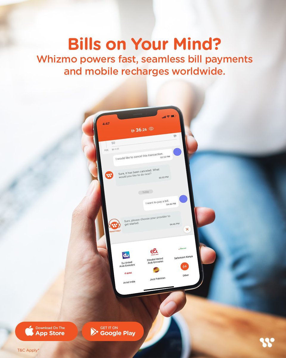 WhizmoUAE's tweet photo. Stay ahead of your everyday expenses with payments that are quick, simple, and reliable. With Whizmo, you can settle utility bills and complete mobile recharges across the world in just a few taps, giving you more time to focus on what matters most.

#WhizmoUAE #PayWithWhizmo https://t.co/4lKqmdmaig