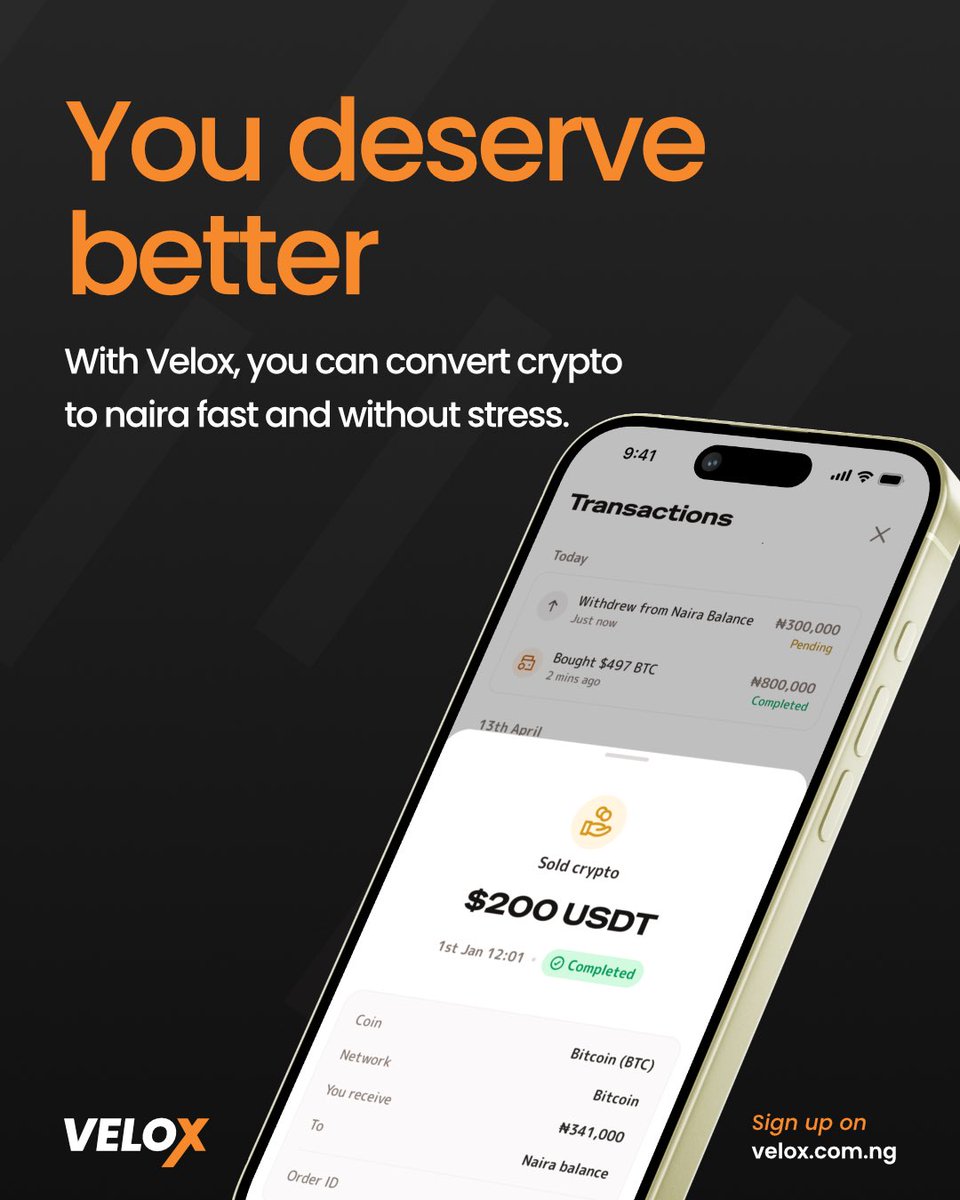 Fast payouts. Fair rates. No stories.
Convert crypto to naira seamlessly with Velox 🥳 #crypto #velox #fairrates #fastpayouts #cryptocurrency #trustedXchange #tradewithvelox