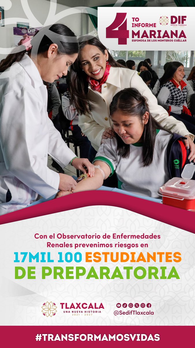 💉 Cada acción preventiva cuida el futuro.
A través del Observatorio de #EnfermedadesRenales, en 2025 prevenimos riesgos en más de 17,100 estudiantes de preparatoria, con detección oportuna y orientación para una vida más saludable. 📊Con prevención #TransformamosVidas 💜