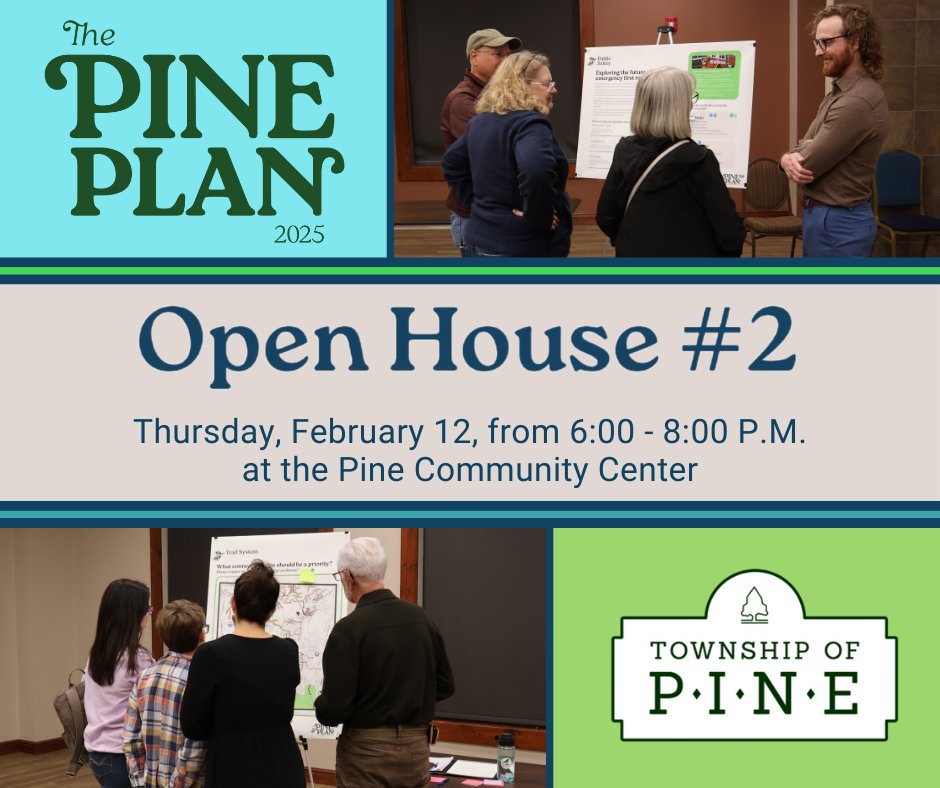 Fall in love with the future of Pine! 💚🌲 We’re updating our Comprehensive Plan &amp; we need your input to shape the next 10 years. Join us at the 2nd Open House to share feedback, learn more, &amp; help guide what comes next.

🔗 Learn more about the Pine Plan: twp.pine.pa.us/562/Comprehens…