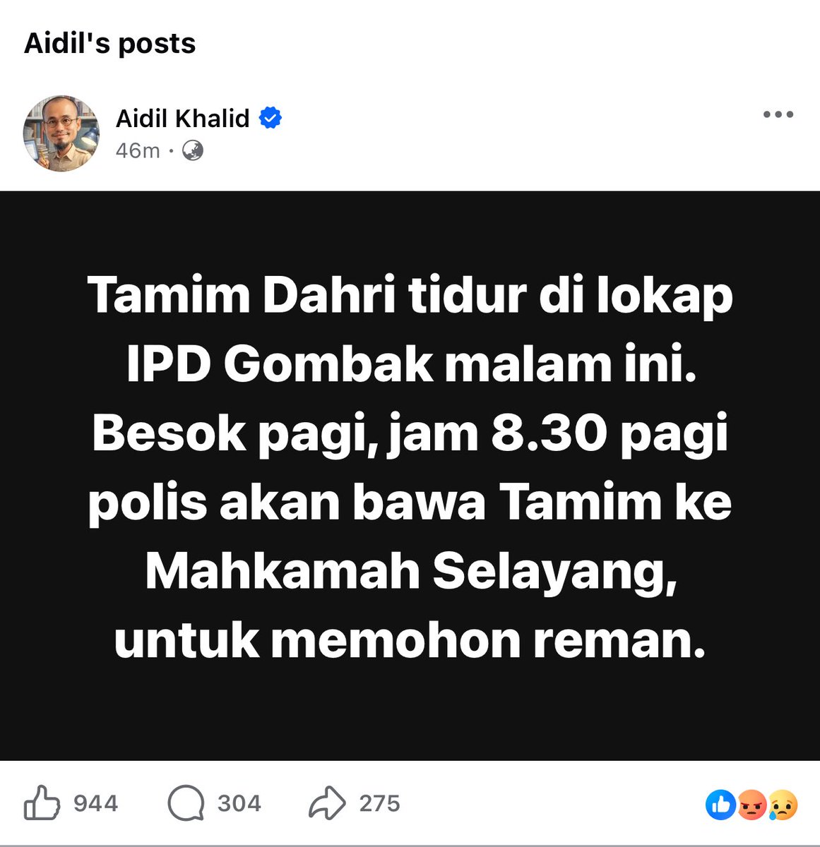Terus kena tido lokap. Harap ada la cytro tolong bekap and sebar naratif sebab ada berani sahut pesanan pmx.