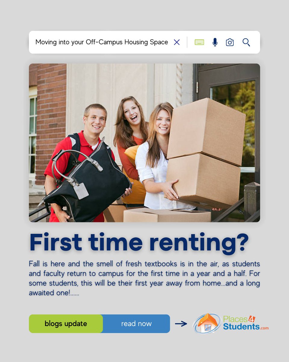 Moving into your first off-campus place? 🏡
Before signing that lease, check these essential tips to save time, money, and stress.

🔍 Read the blog now.
#StudentHousing #OffCampusLiving #CollegeLife #Places4Students