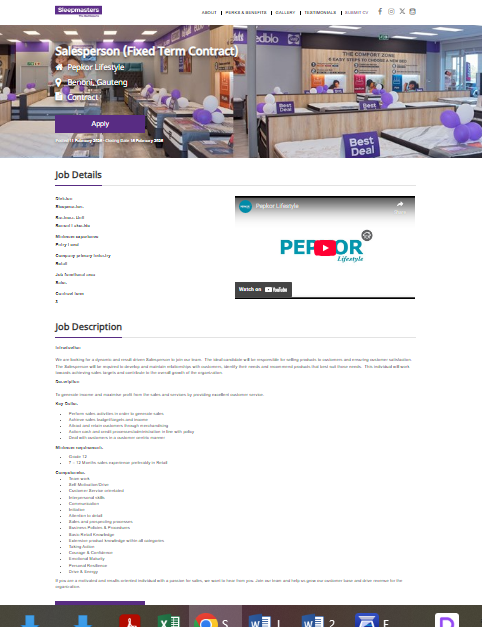 Job Alert!!!

Company: Sleepmasters
Position: Salesperson
Location: Gauteng
Click here to apply: spanihunter.co.za/single-job/?id…
Closing Date: 15 FEB 2026

Please refer to the picture for more info