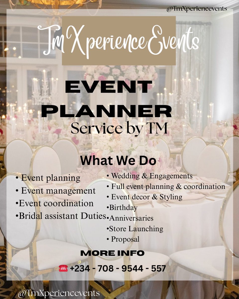 From concept to clean up,book TmXperience Events today. ❤️