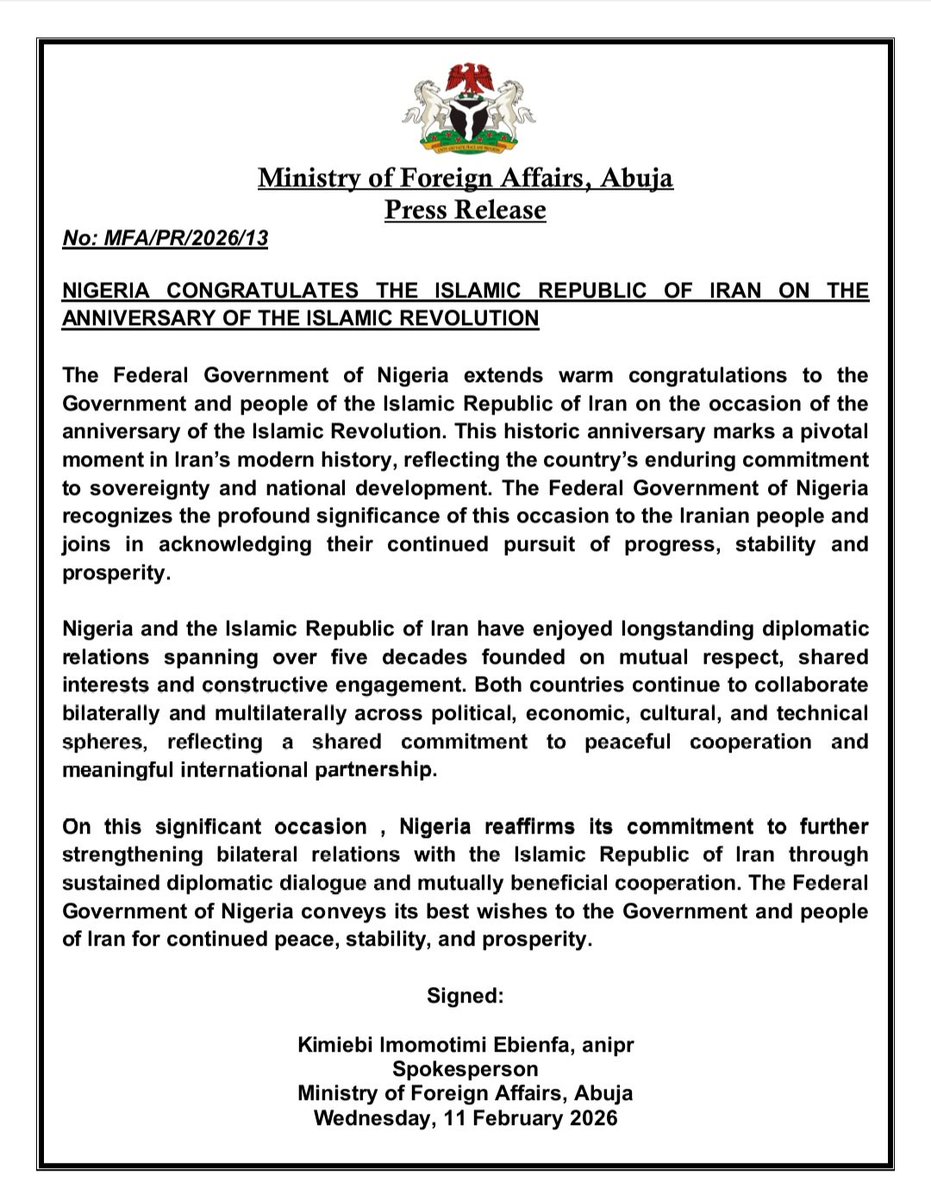 Ministry of Foreign Affairs, Nigeria 🇳🇬 tweet media