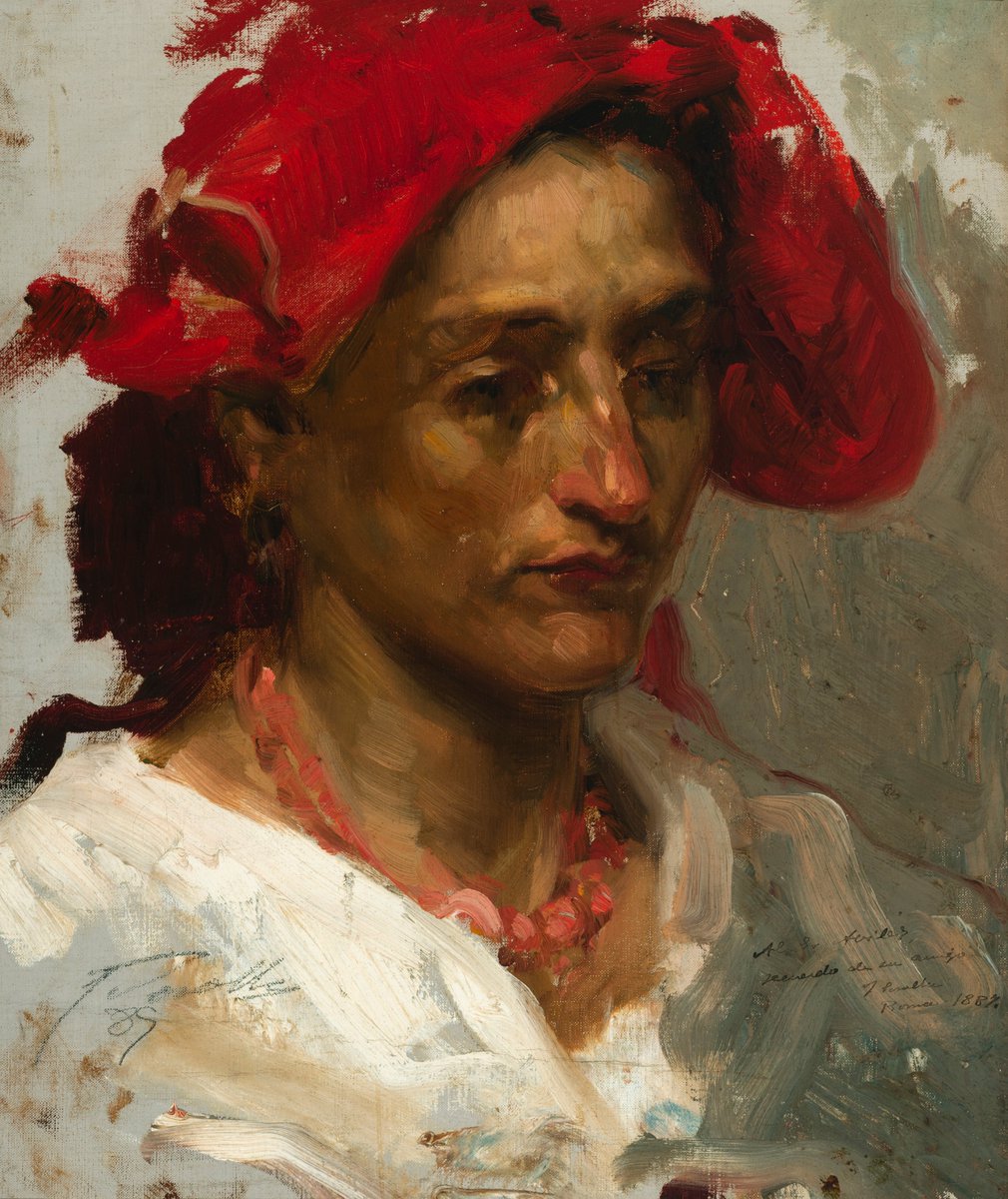La Ciocciara, de Joaquín #Sorolla  se exhibe en la sala V del <a href="/MBACordoba/">MBACó</a>  Ya la visitaste?
Fechada en 1887, durante su etapa formativa en la Real Academia de España en #Roma refleja su interés por el realismo y el folclore italiano, puente entre su obra académica y de madurez.