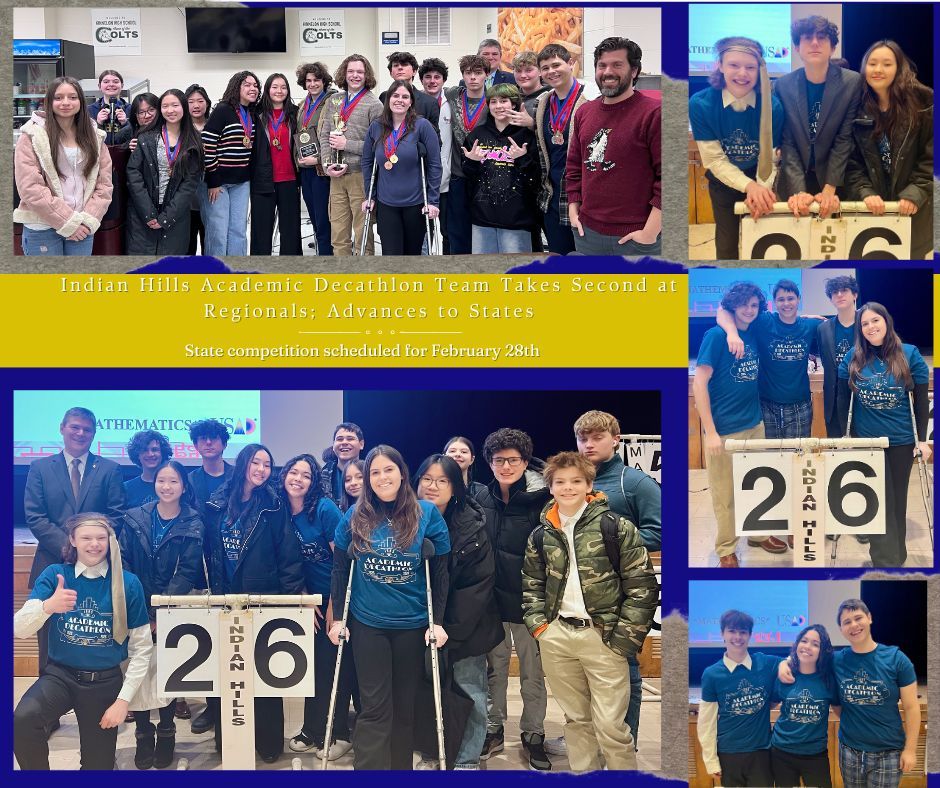 RIH_district's tweet image. Silver for the Braves! 🥈🥈 Huge congratulations to the Indian Hills Academic Decathlon team for taking 2nd at Regionals and 1st in the Super Quiz! 🏆 On to State Finals on Feb 28th! 🧠✨ #IndianHillsPride #AcademicDecathlon #RoadToStates indianhills.rih.org/news-details/~…