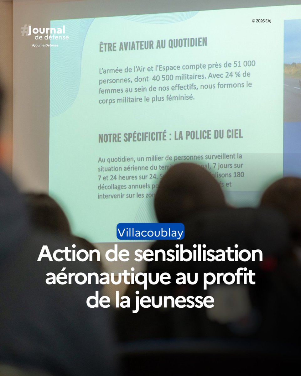 JournalDefense's tweet photo. Le mercredi 21 janvier, l’Armée de l’air et de l’espace a accueilli 26 élèves du Cours Charlemagne, établissement du réseau Espérance Banlieues d’Argenteuil, sur la #BaseAérienne107 de Villacoublay. Cette immersion a été organisée par la #FondationAilesDeFrance, en partenariat avec le Centre d’études stratégiques aérospatiales, engagé dans des actions en faveur de la jeunesse, notamment à travers les Escadrilles Air Jeunesse.

La journée avait pour objectif de faire découvrir l’univers aéronautique et d’ouvrir des perspectives aux jeunes participants. Le programme a débuté par une immersion au sein de l’Escadron de soutien technique aéronautique, permettant aux élèves de comprendre les processus de maintenance des hélicoptères Fennec et d’appréhender les exigences techniques associées à ces missions.

Un temps de cohésion a ensuite été organisé autour d’un déjeuner avec le commandant de la base, le colonel Pierre Cornetto. Cet échange a mis en évidence la complémentarité entre les actions d’Espérance Banlieues, celles des Escadrilles Air Jeunesse et l’engagement de la base aérienne au service de la transmission et de l’accompagnement des jeunes.

La journée s’est conclue par une visite chez @SAFRAN, illustrant le lien étroit entre le monde militaire et l’industrie aéronautique et de défense française.

#ArméeDeLAirEtDeLEspace #Jeunesse
#JournalDéfense #IndustrieDéfense